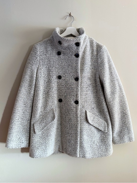 Joie Jackets & Blazers - Joie Coat Women M Gray Wool Blend Textured Double Breasted Cozy Chic Minimalist